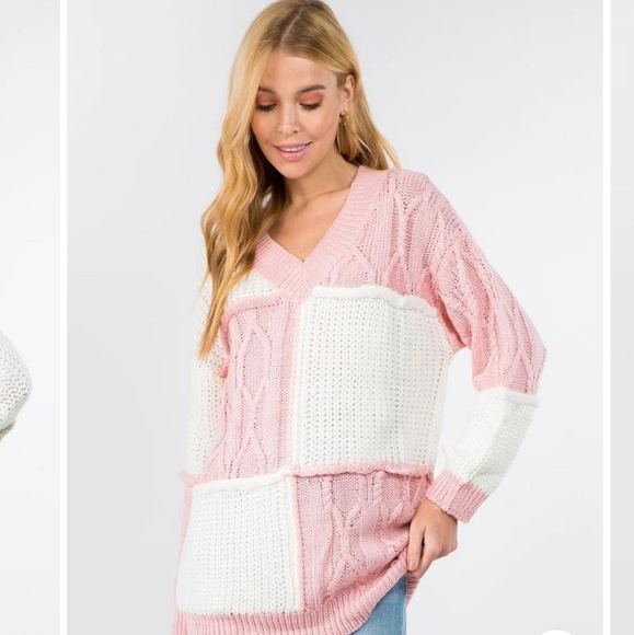Fanco Sweaters - 🌷LAST ONE! Fanco  Color Block pink white sweater!